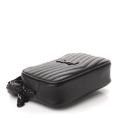 Saint Laurent Grain De Poudre Matelasse Monogram Mini Lou Camera Bag Black 4 of 10