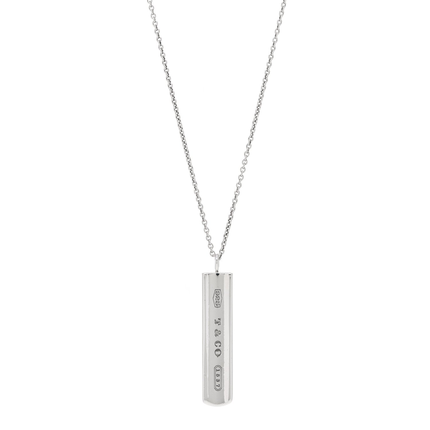 Tiffany Sterling Silver 1837 Bar Pendant Necklace 1 of 7
