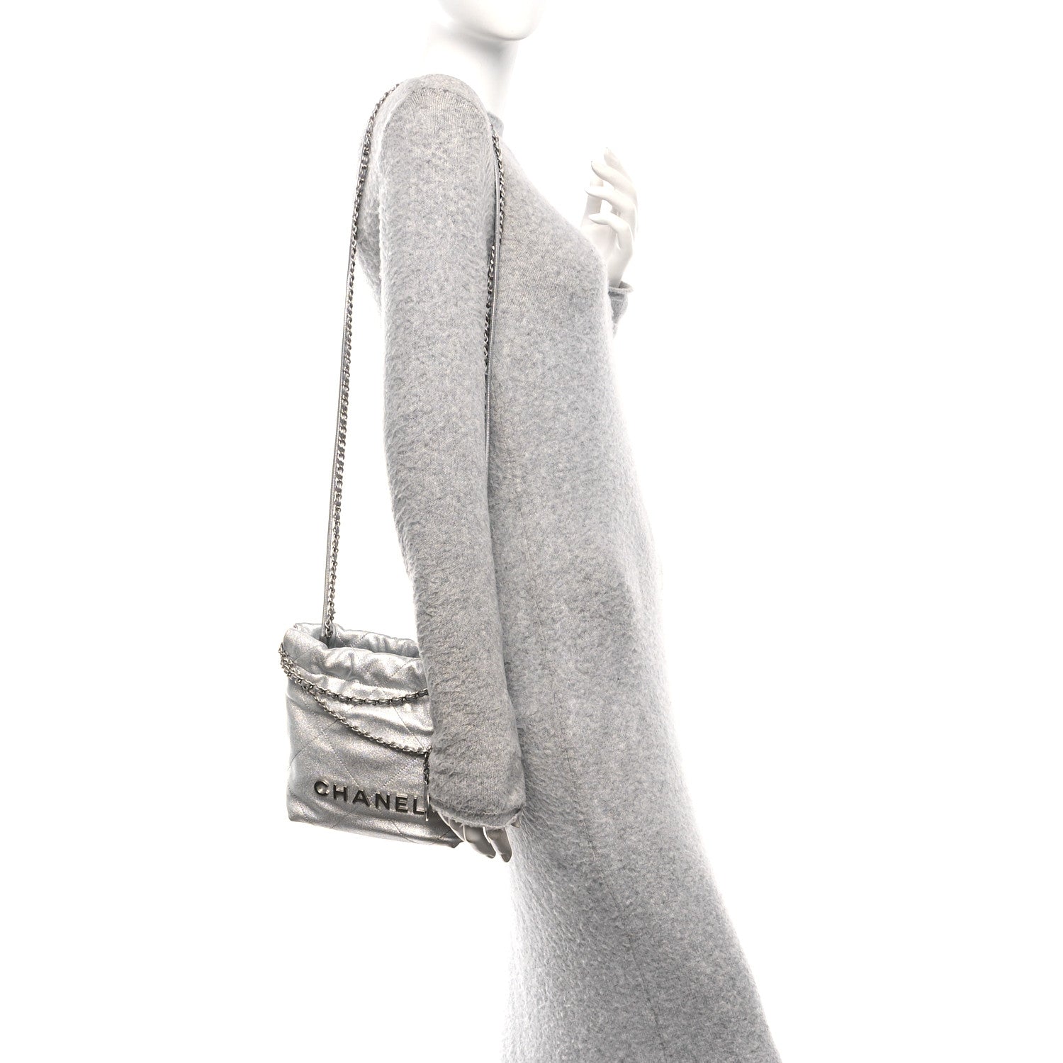 Chanel Metallic Lambskin Quilted Mini Chanel 22 Silvery 2 of 10