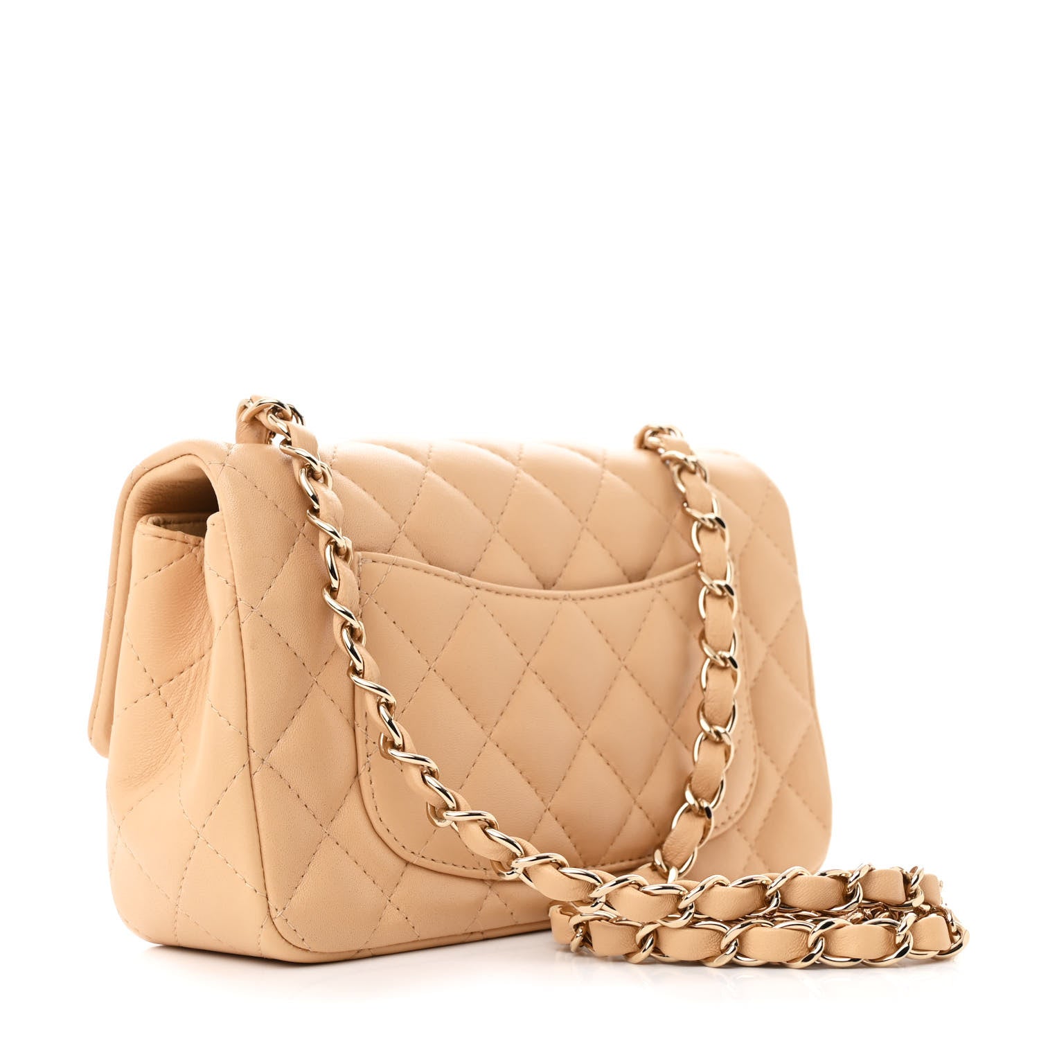 Chanel Lambskin Quilted Mini Rectangular Flap Beige 3 of 10