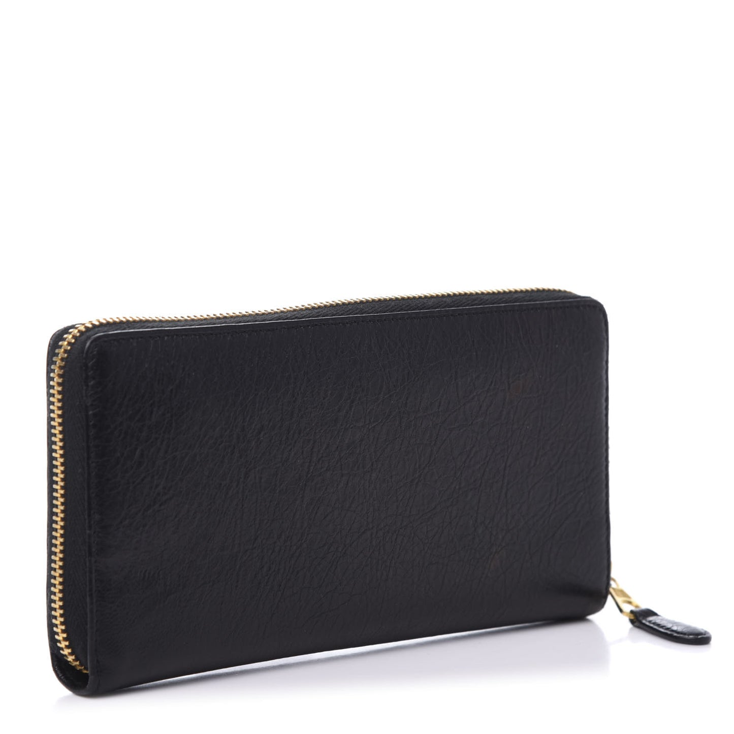Agneau Giant 12 Gold Hardware Continental Zip Around Wallet Black