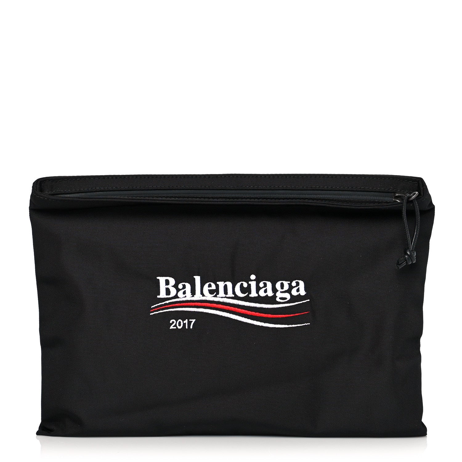 Balenciaga Nylon Political Campaign Logo Embroidered Documents Case Black 1 of 9