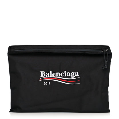 Balenciaga Nylon Political Campaign Logo Embroidered Documents Case Black 1 of 9