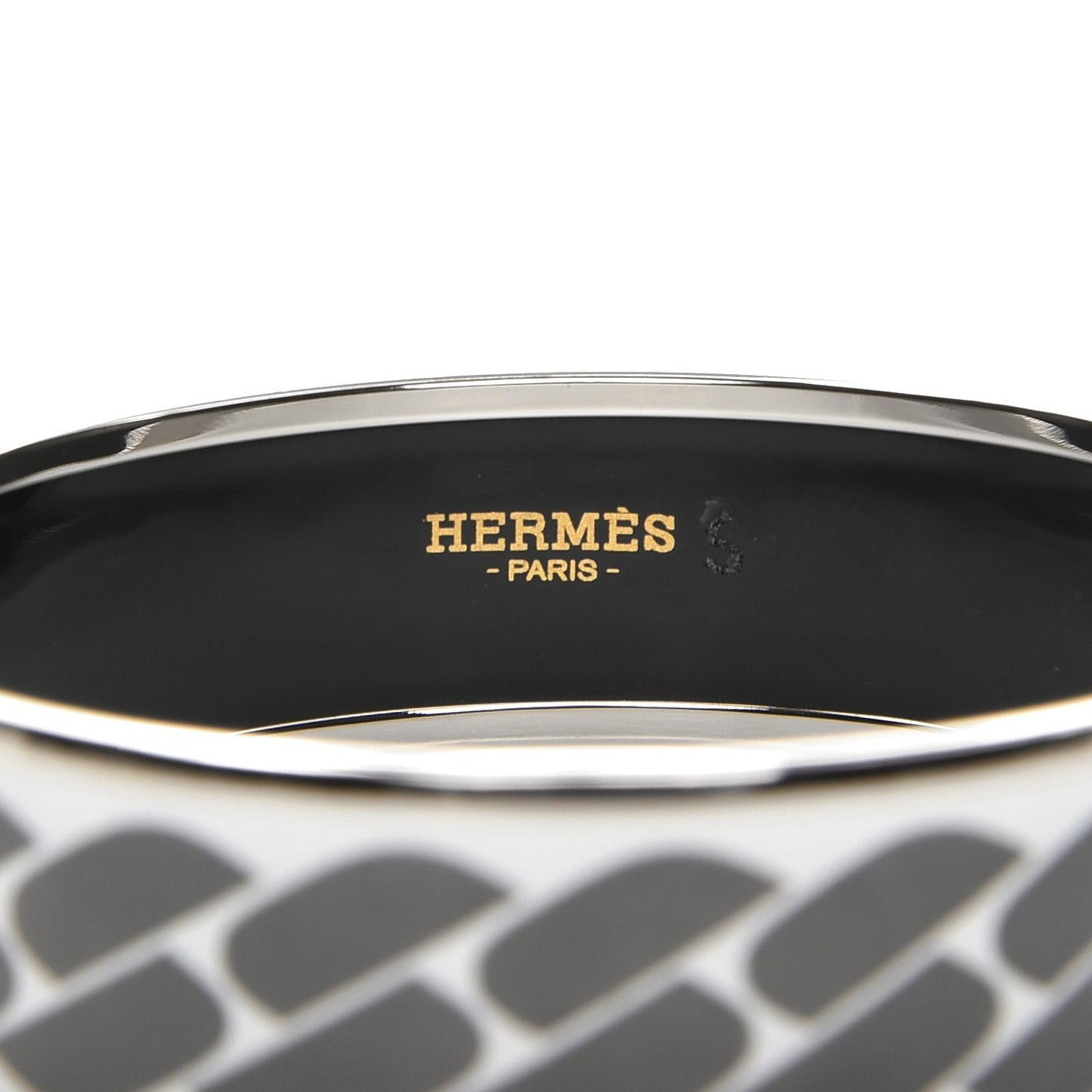Enamel Printed Wide Clic C'est Noue Bracelet 70 Blanc Platine