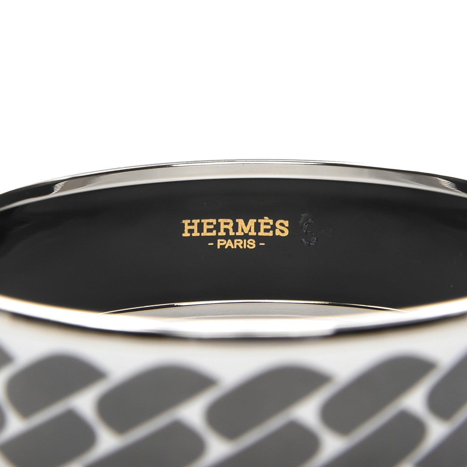 Hermes Enamel Printed Wide Clic C'est Noue Bracelet 70 Blanc Platine 4 of 5