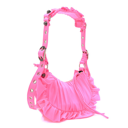 Balenciaga Ruffled Jersey Le Cagole Shoulder Bag XS Fluo Pink 3 of 9