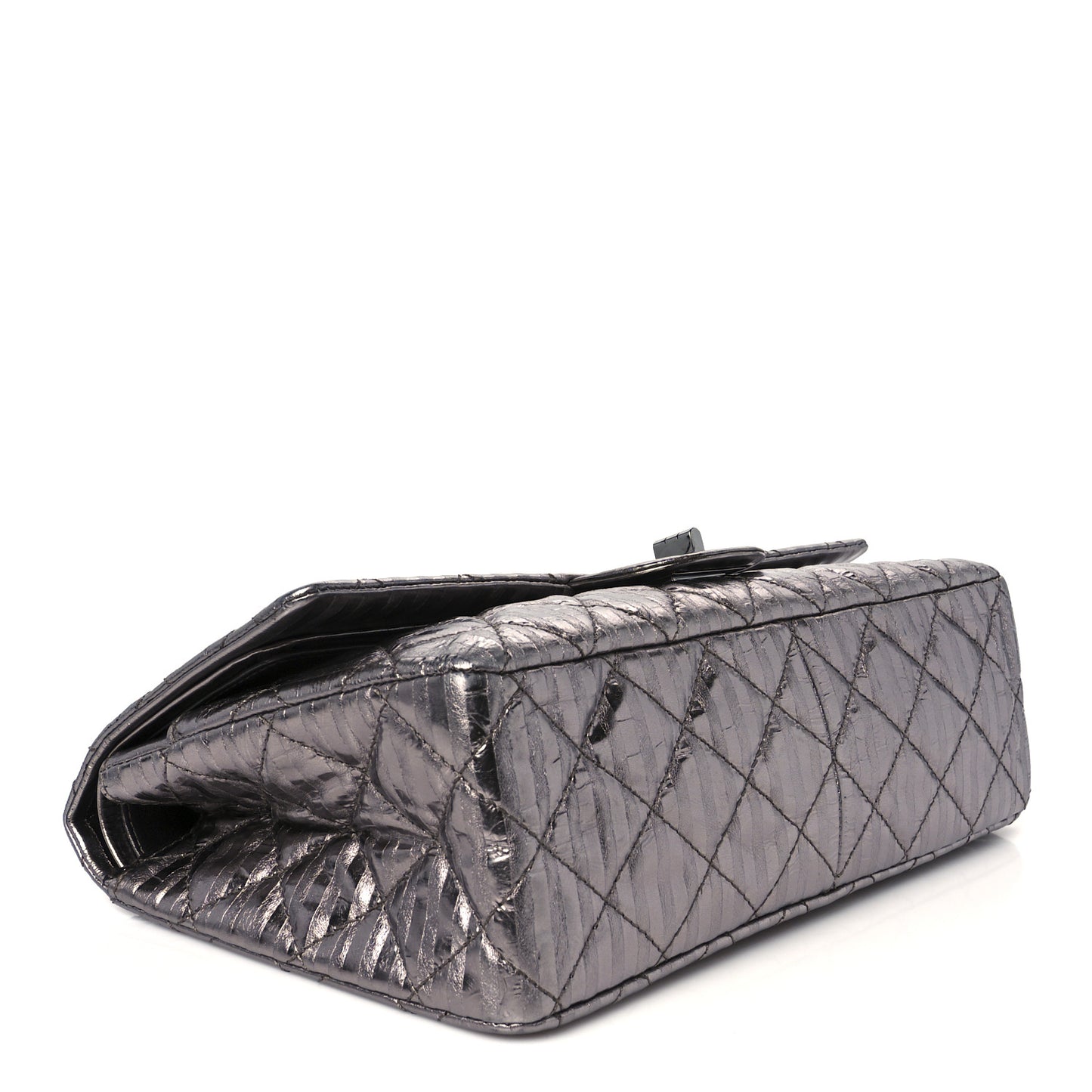 Metallic Calfskin Striped 2.55 Reissue 227 Silver
