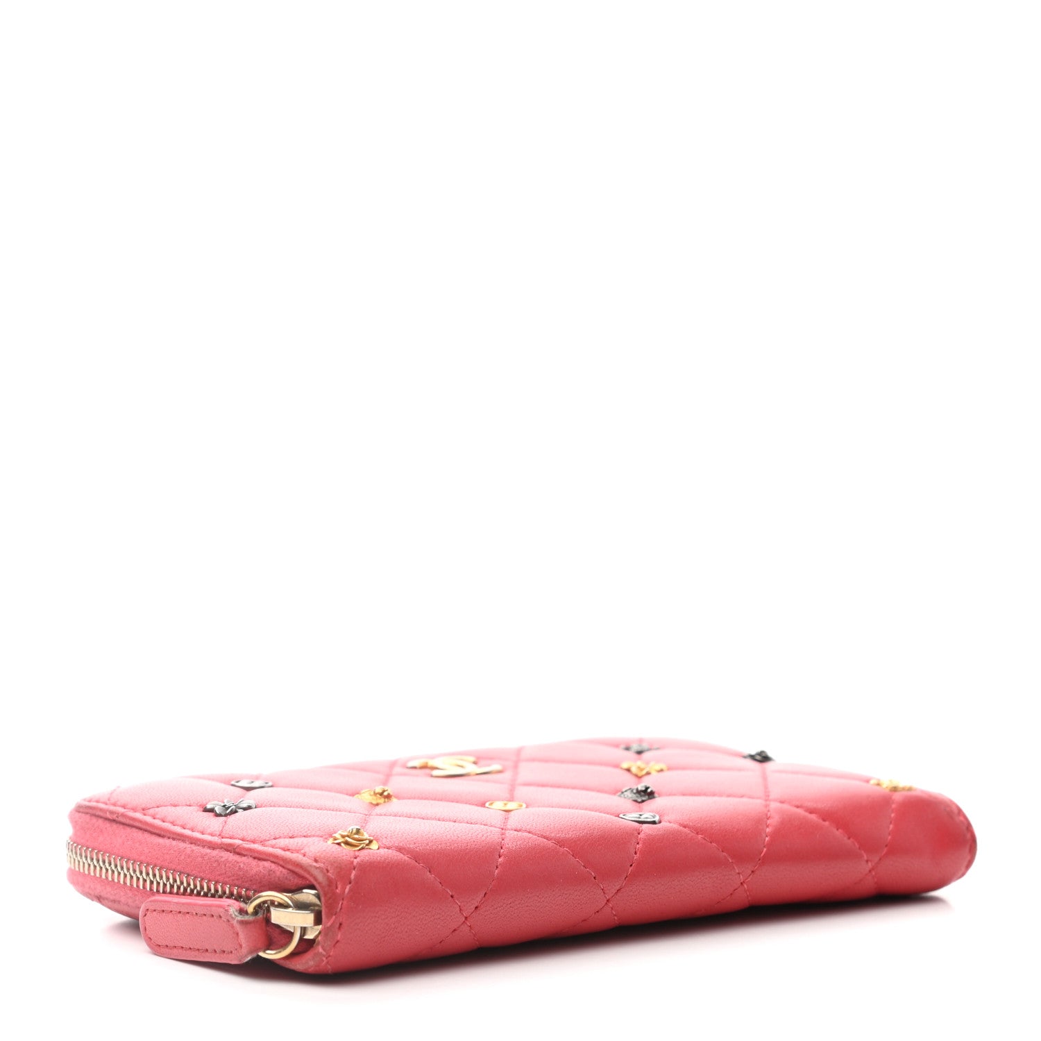 Chanel Lambskin Quilted Small Lucky Charms Zip Around Wallet Pink 4 of 8