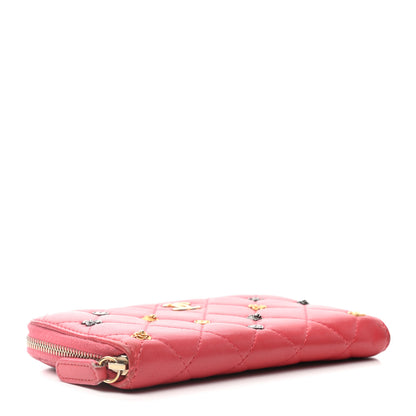 Chanel Lambskin Quilted Small Lucky Charms Zip Around Wallet Pink 4 of 8