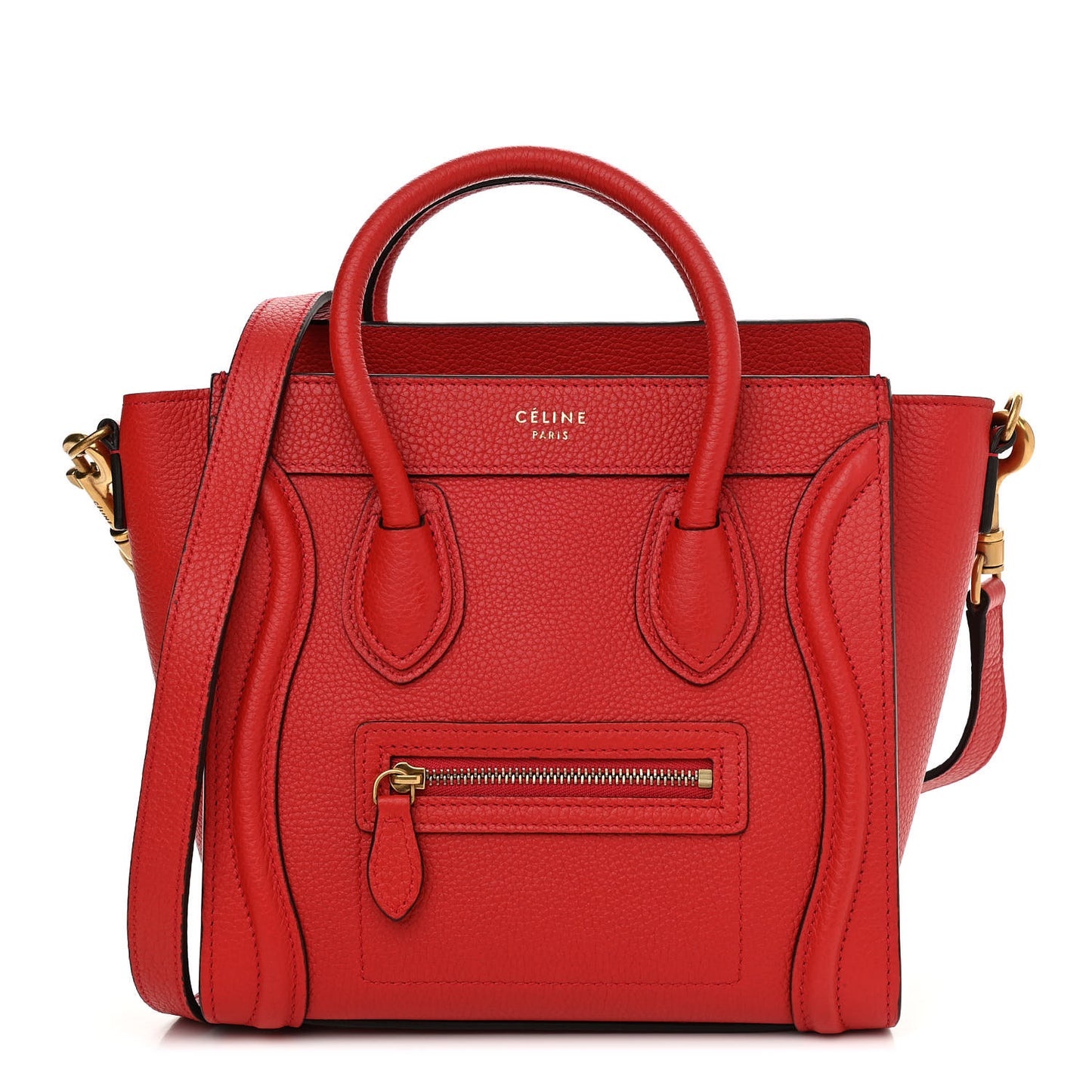 Drummed Calfskin Nano Luggage Coquelicot