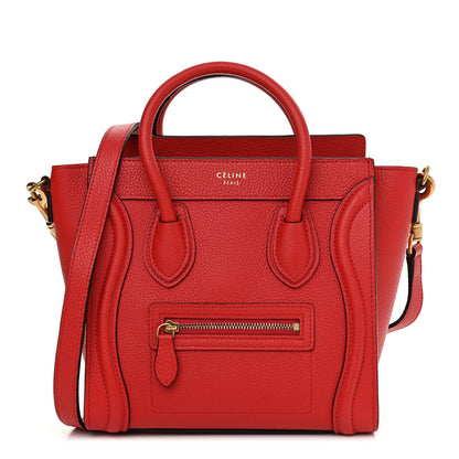 Celine Drummed Calfskin Nano Luggage Coquelicot 1 of 10