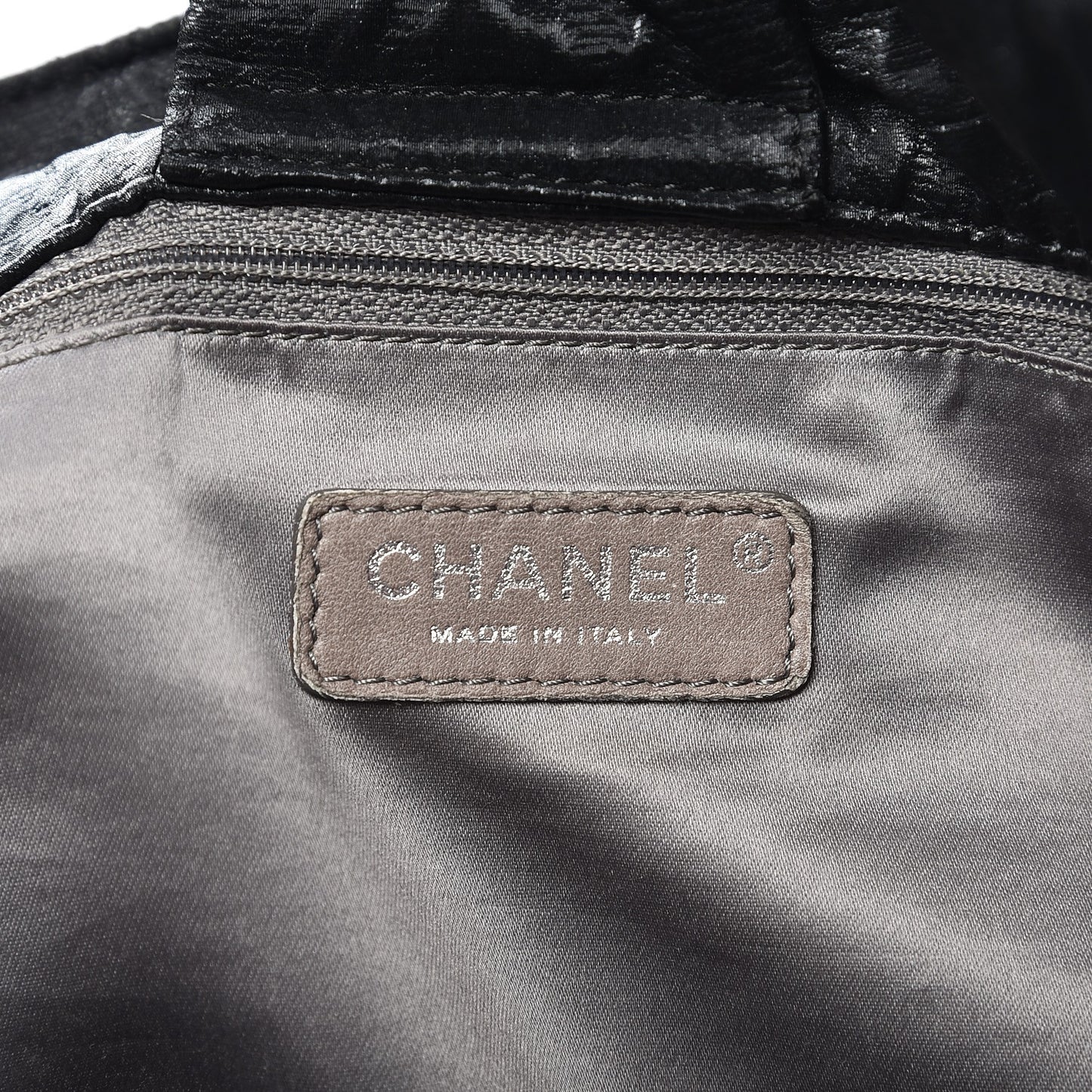 Crinkled Coated Canvas Le Marais Large Tote Black