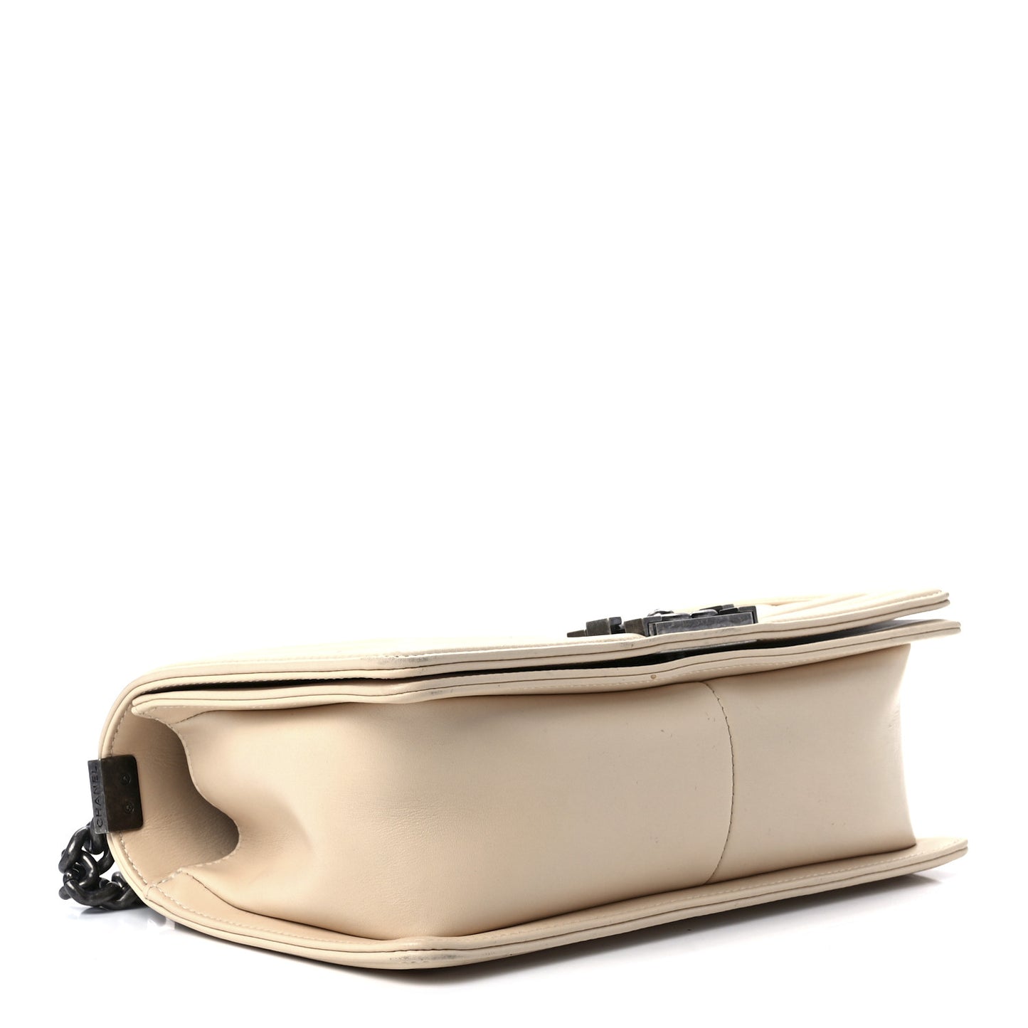 Calfskin Quilted Medium Boy Flap Beige