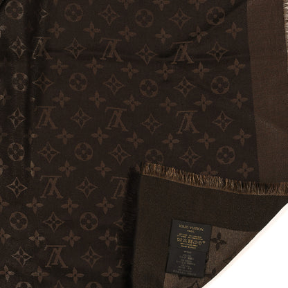 Louis Vuitton Silk Lurex Wool Monogram Shine Shawl Marron 3 of 3