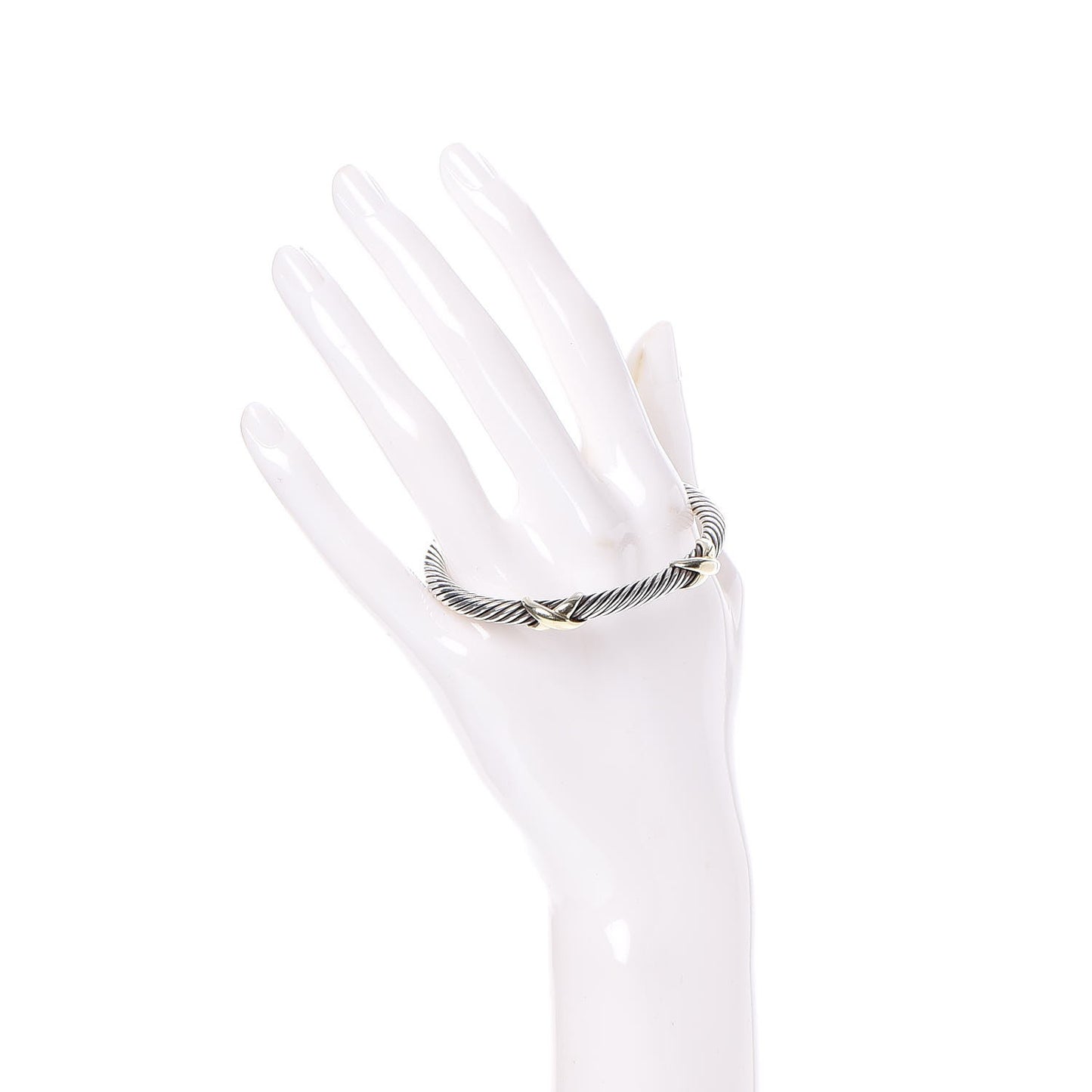 Sterling Silver 14K Yellow Gold 5mm Double X Cable Bracelet