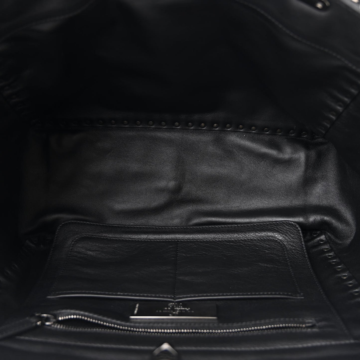 Vitello Medium Rockstud Tote Black