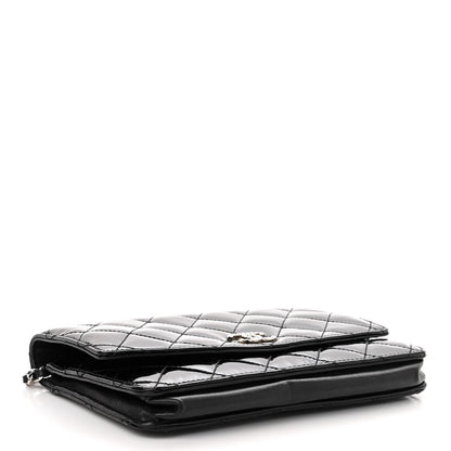 Chanel Patent Quilted Brilliant Wallet On Chain WOC Black 4 of 11