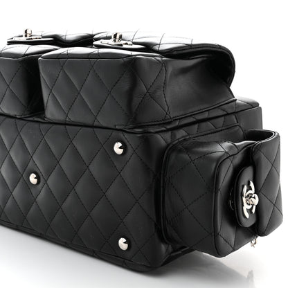Chanel Calfskin Quilted Small Cambon Multipocket Reporter Black White 10 of 10