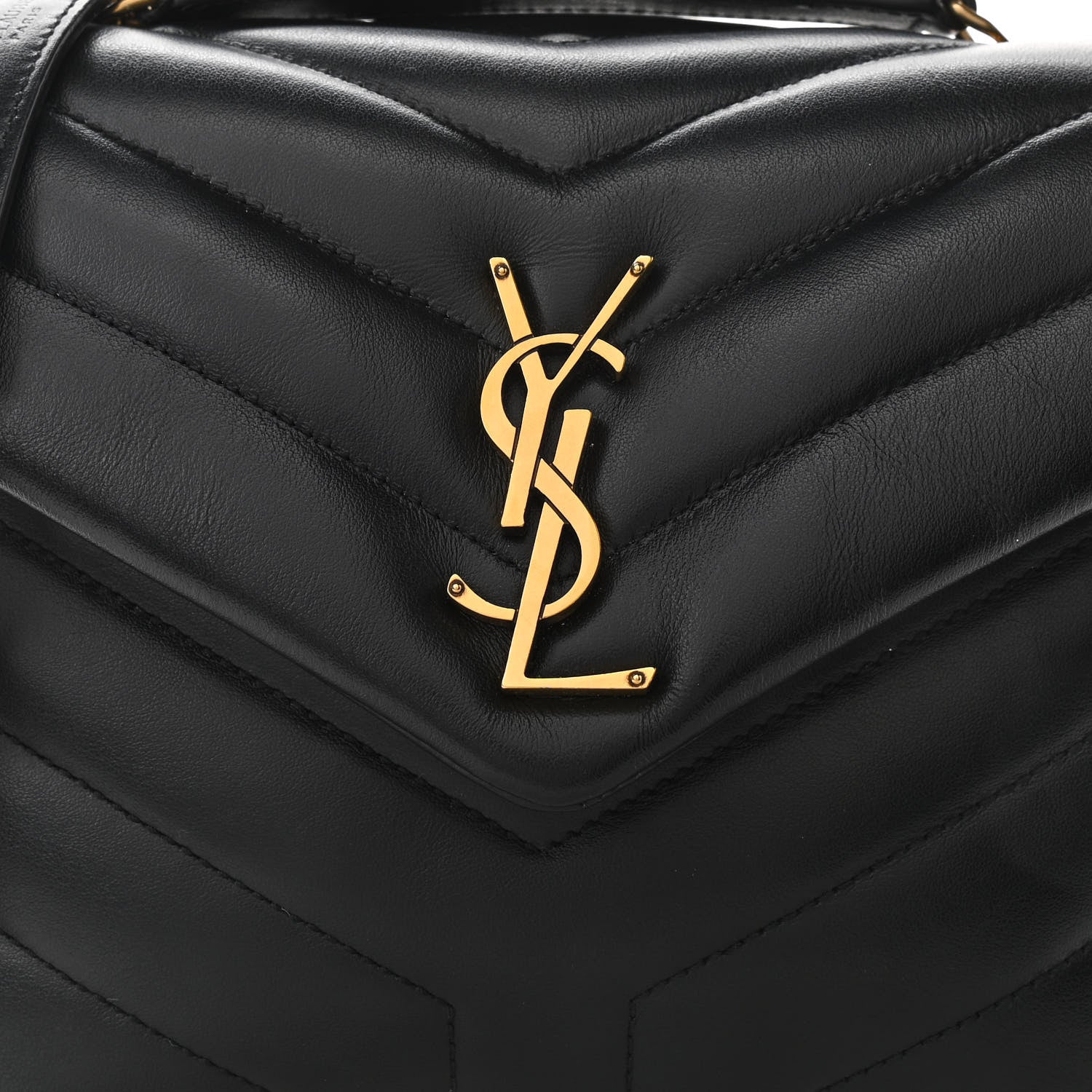 Saint Laurent Calfskin Y Quilted Monogram Small Loulou Chain Satchel Black 9 of 12