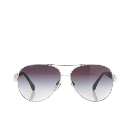 Chanel Lambskin Quilted CC Aviator Sunglasses 4195-Q Silver Black 2 of 5