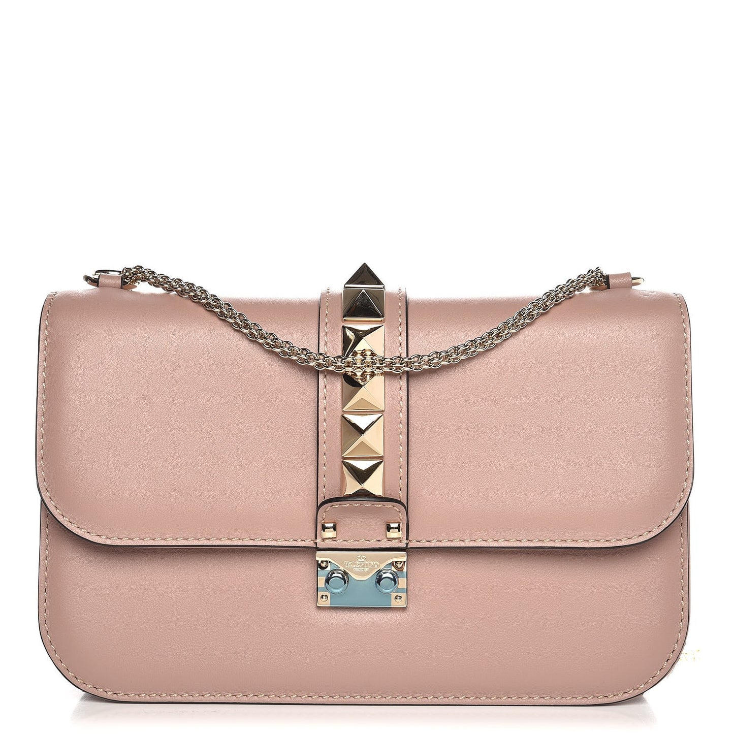 Vitello Medium Glam Lock Rockstud Flap Poudre