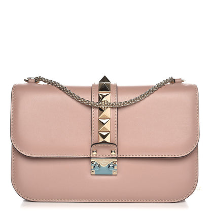 Valentino Garavani Vitello Medium Glam Lock Rockstud Flap Poudre 1 of 7