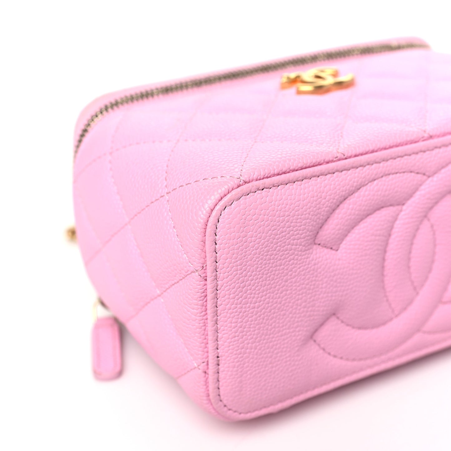 Caviar Quilted Sweetheart Vanity Case Pink