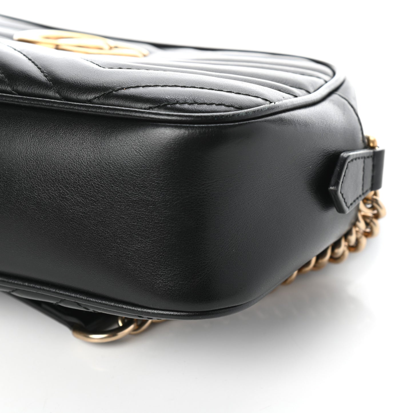 Calfskin Matelasse Small GG Marmont Chain Shoulder Bag Black