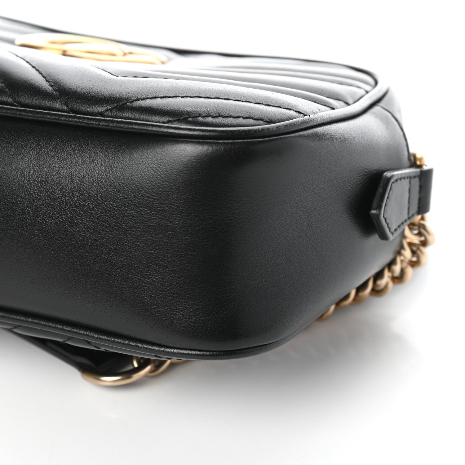 Gucci Calfskin Matelasse Small GG Marmont Chain Shoulder Bag Black 9 of 10