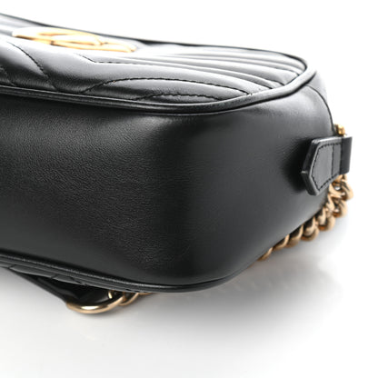 Gucci Calfskin Matelasse Small GG Marmont Chain Shoulder Bag Black 9 of 10