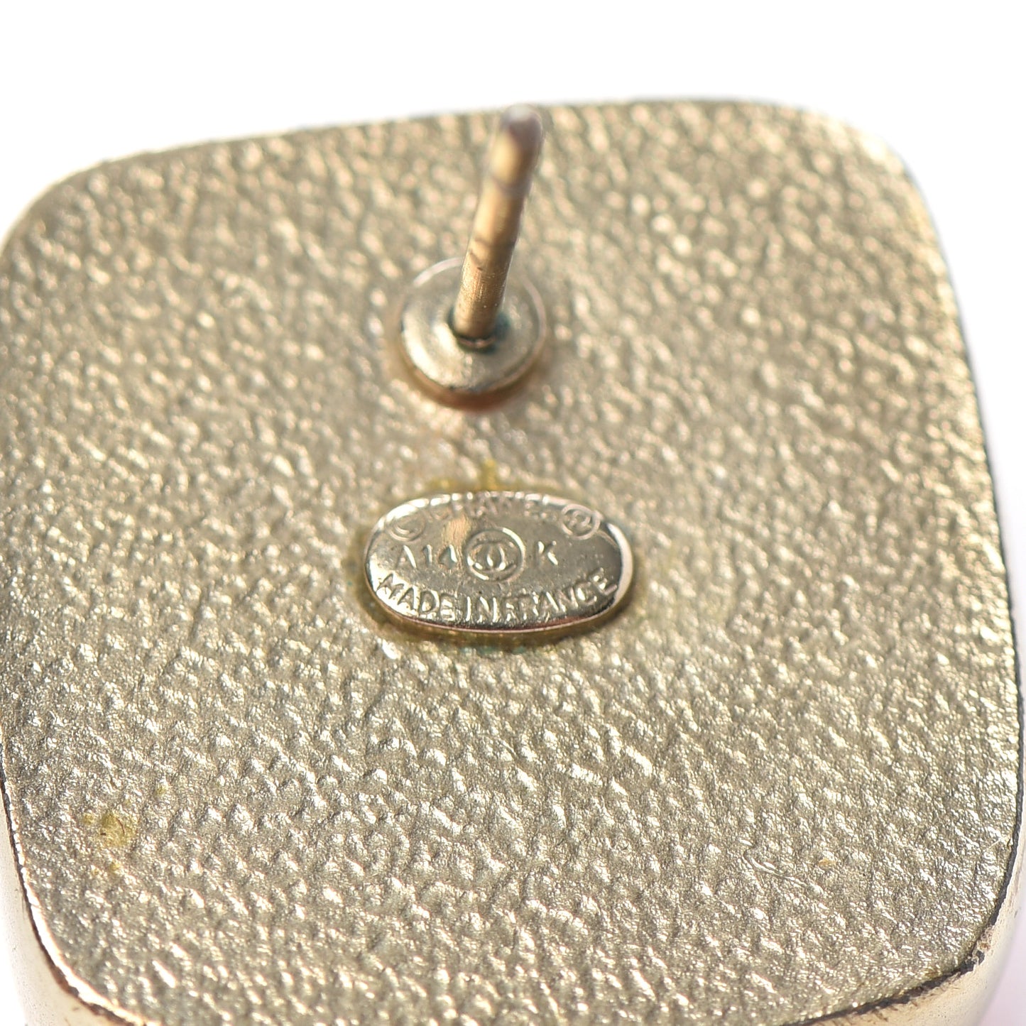 Enamel CC Square Earrings Coral Gold