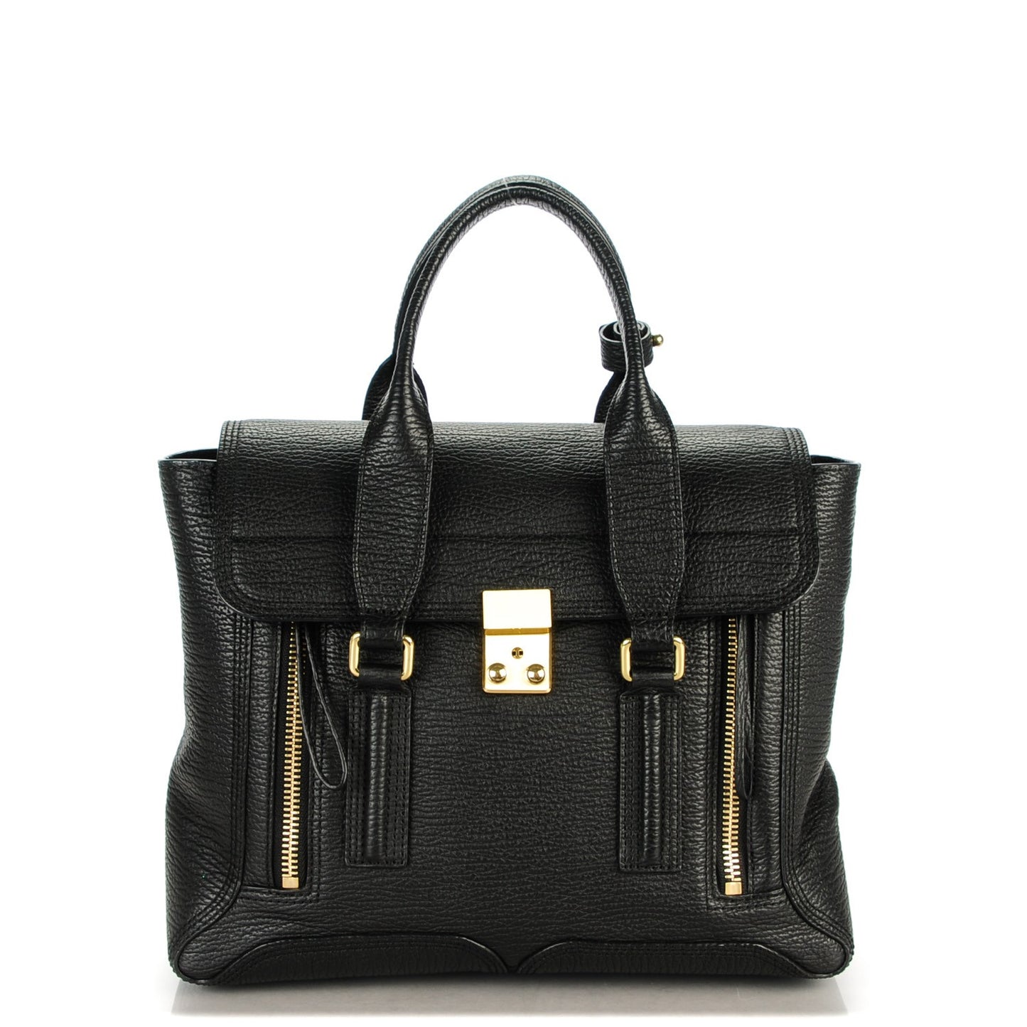 3.1 Textured Calfskin Medium Pashli Satchel Black