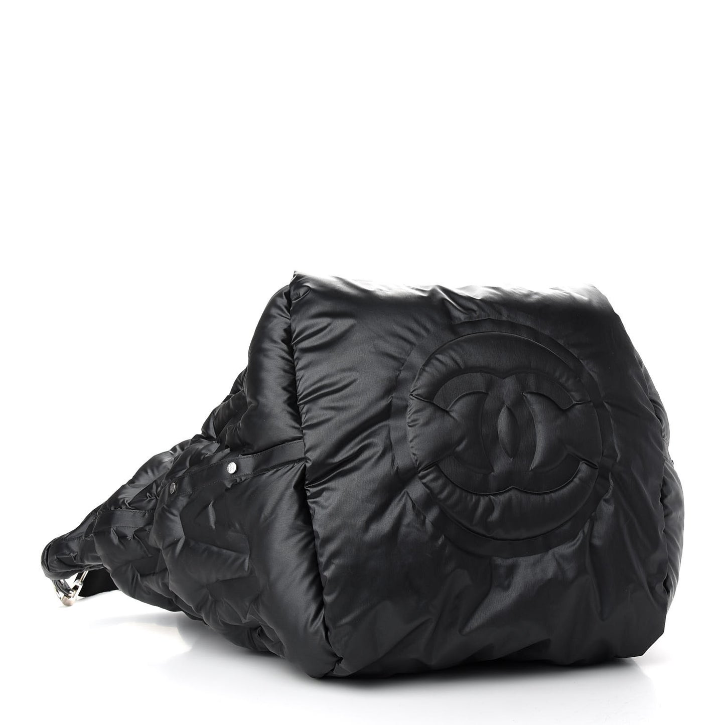 Nylon Embossed Large Doudoune Bowling Bag Black