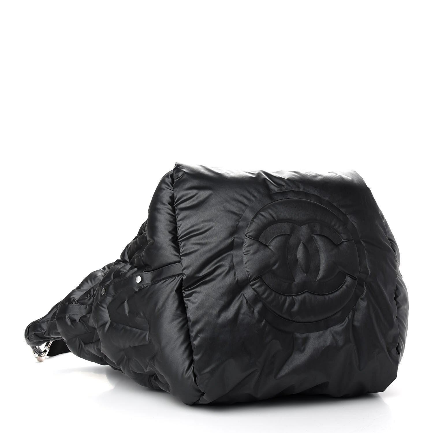 Chanel Nylon Embossed Large Doudoune Bowling Bag Black 4 of 8
