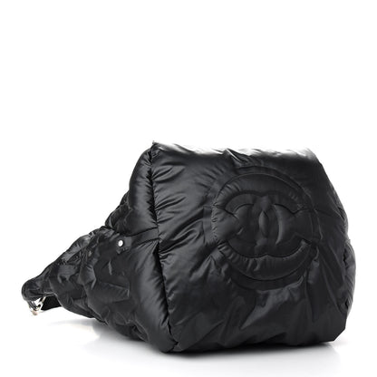 Chanel Nylon Embossed Large Doudoune Bowling Bag Black 4 of 8