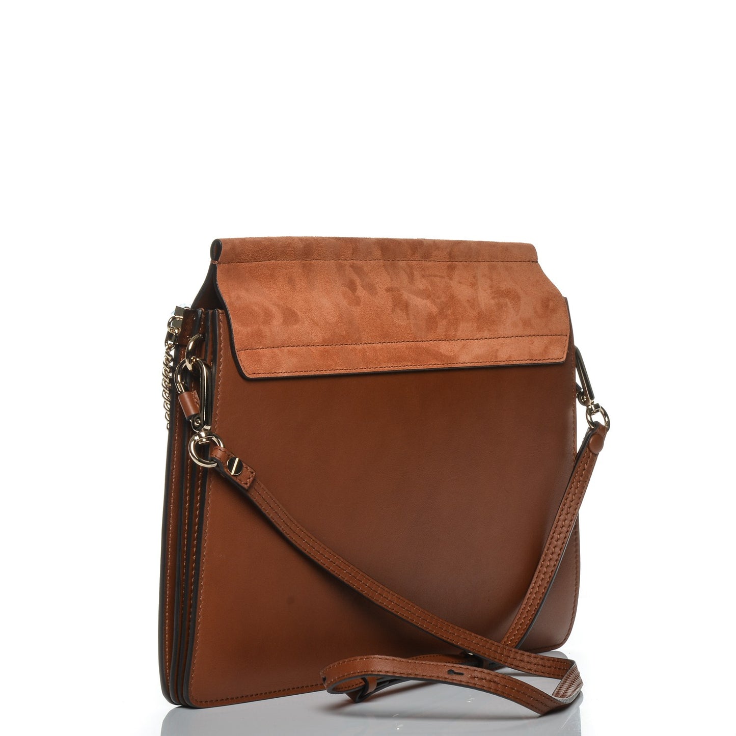 Suede Calfskin Medium Faye Shoulder Bag Tobacco
