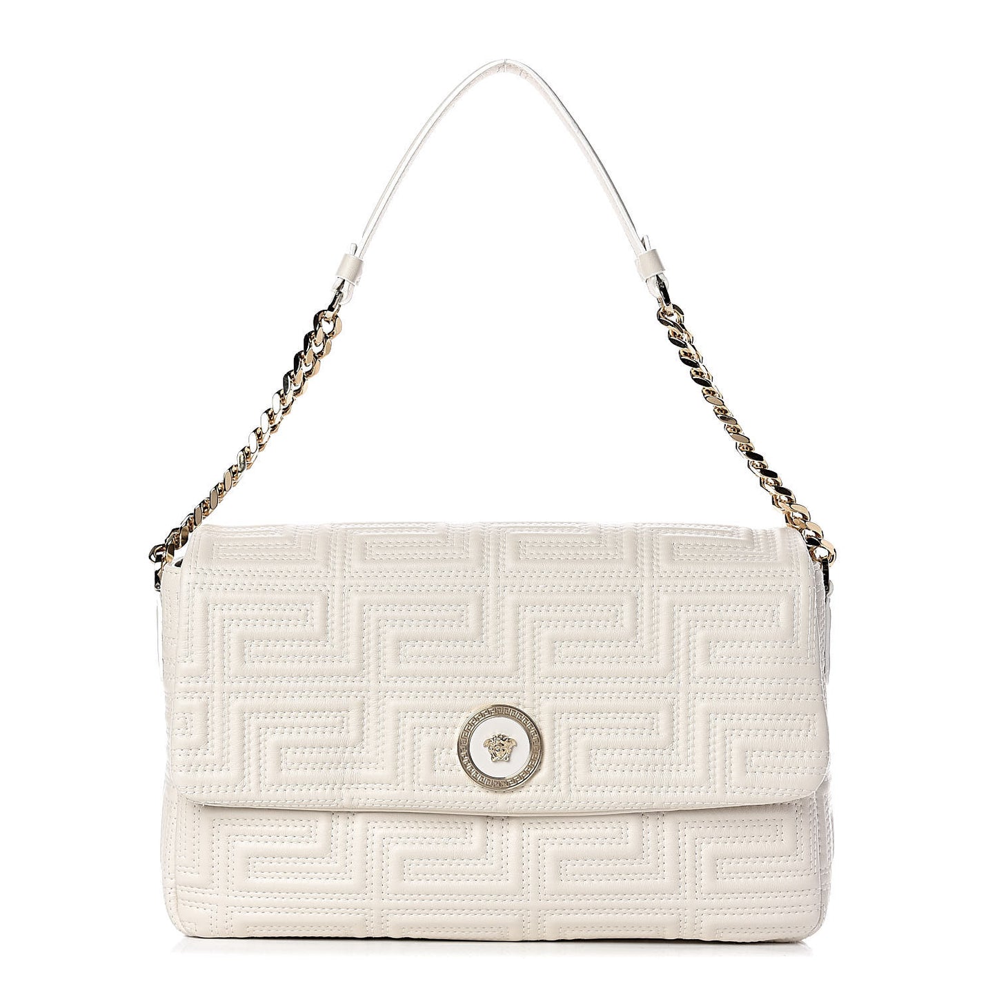 Calfskin Icon Quilted Flap White