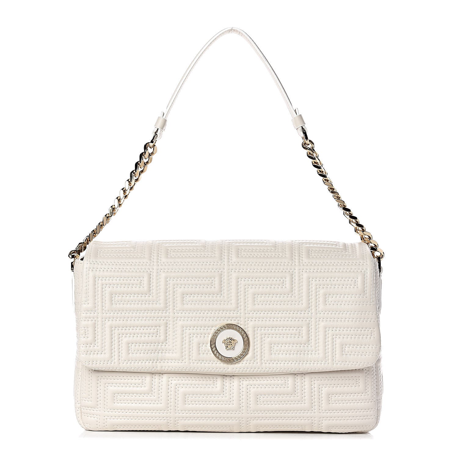 Versace Calfskin Icon Quilted Flap White 1 of 9