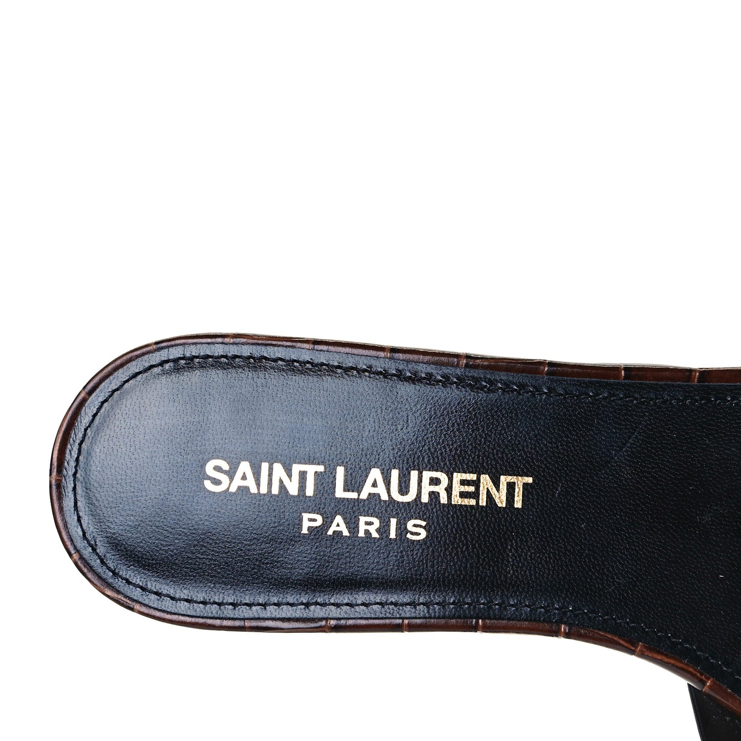 Patent Croc Embossed Nu Pied 05 Slide Sandals 35 Burgundy