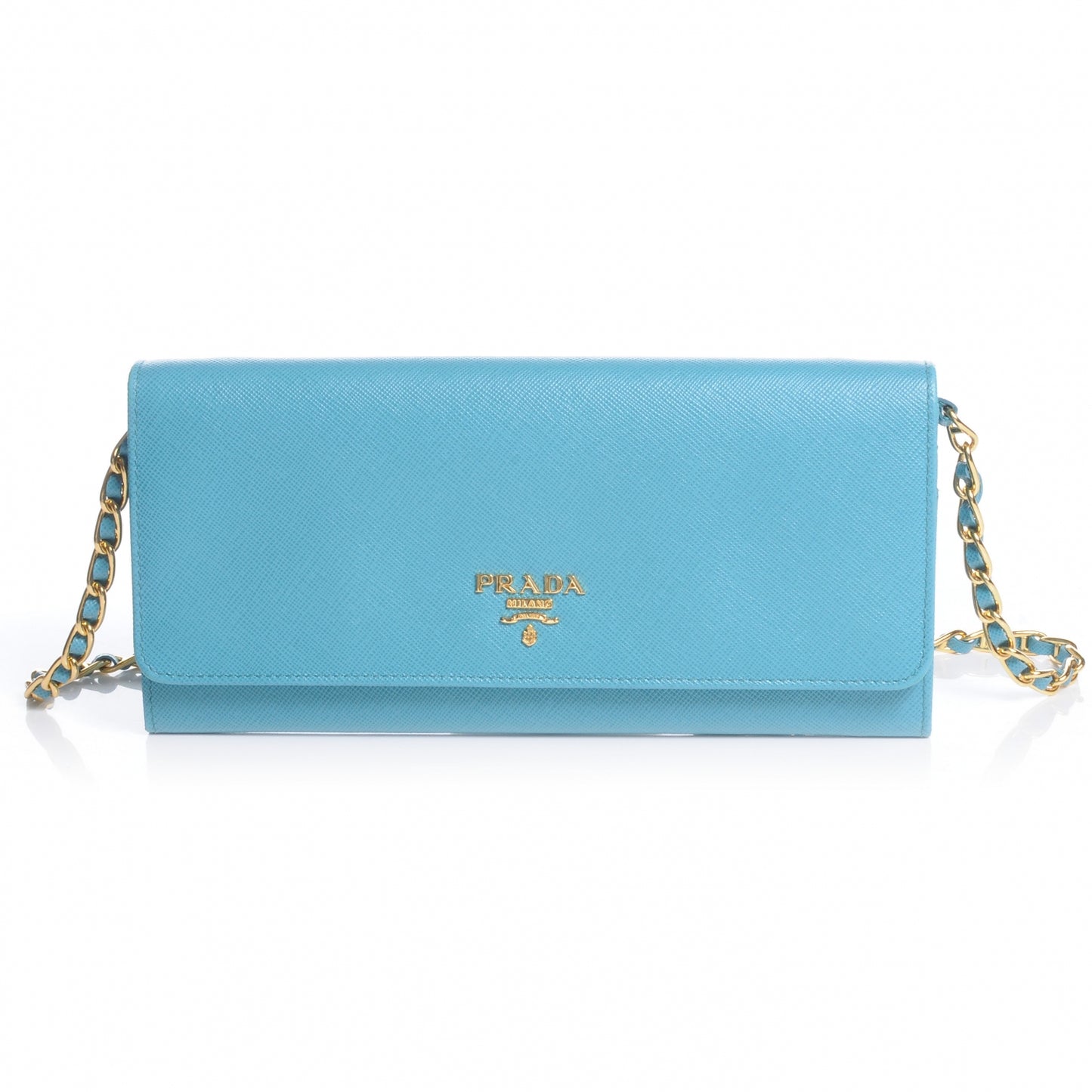 Saffiano Metal Wallet with Chain Turchese
