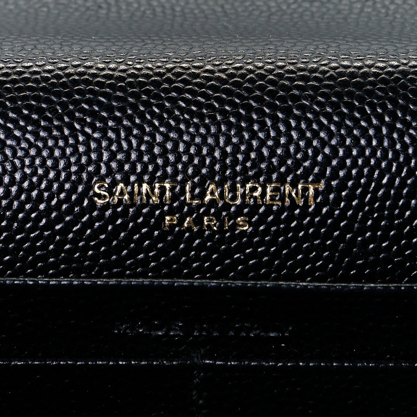Grain De Poudre Matelasse Chevron Monogram Envelope Chain Wallet Black