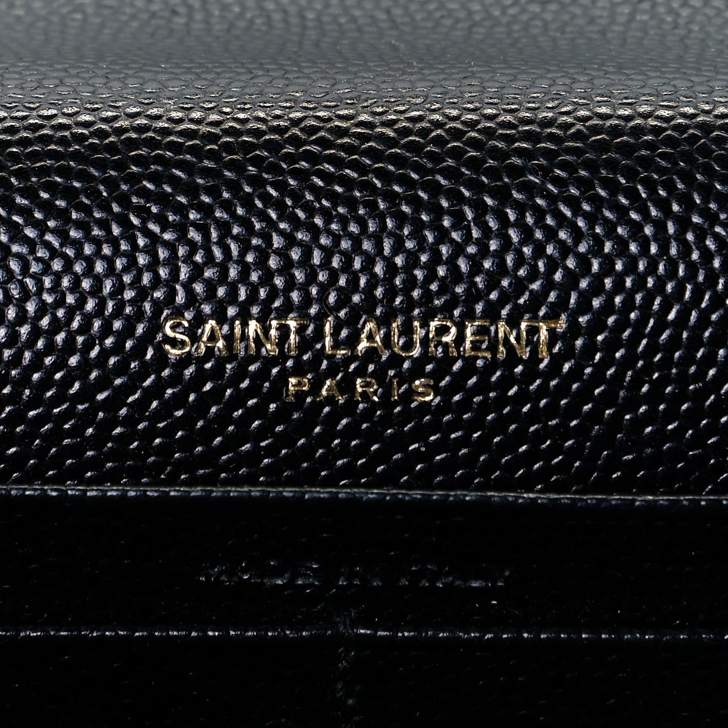 Saint Laurent Grain De Poudre Matelasse Chevron Monogram Envelope Chain Wallet Black 6 of 7