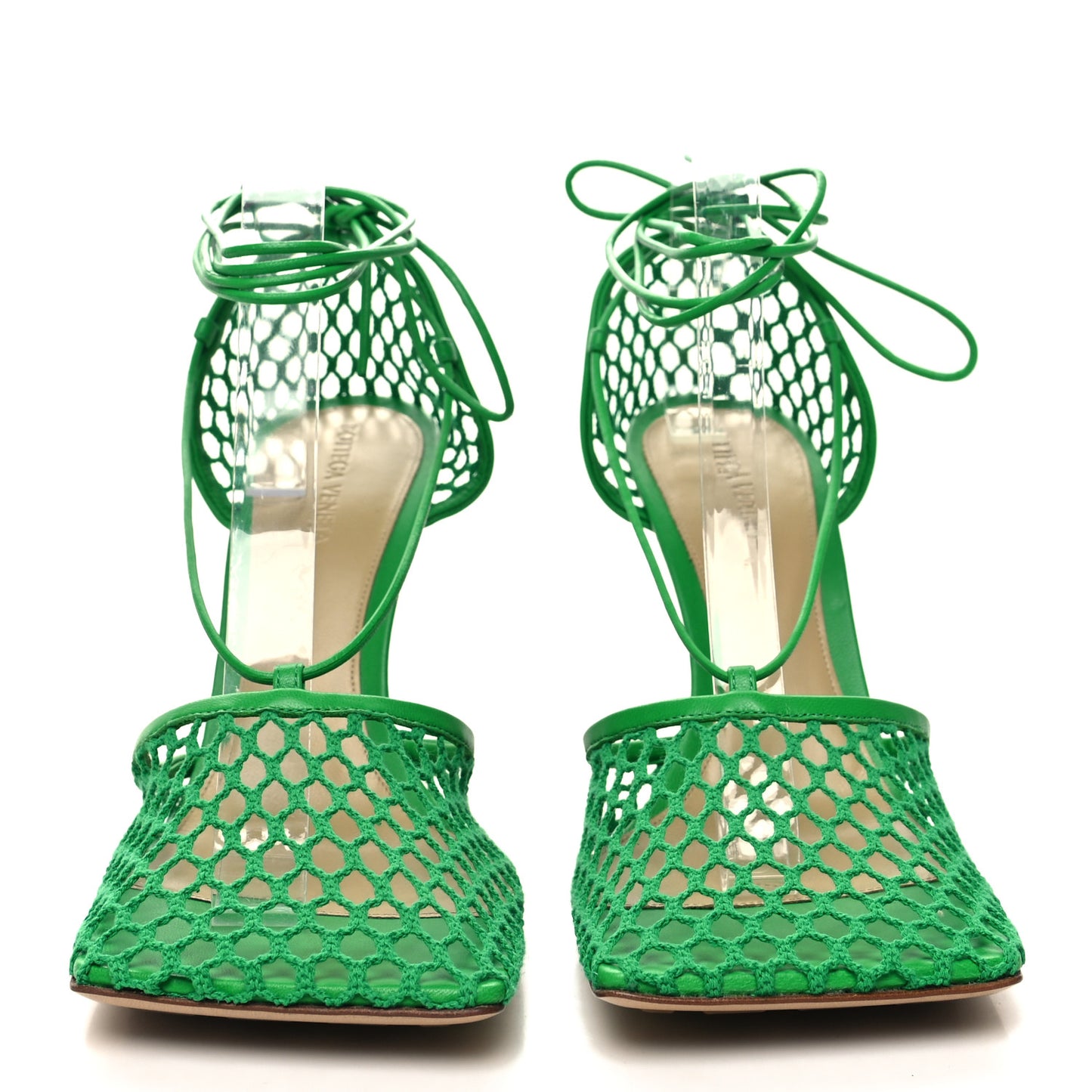 Mesh Nappa Stretch Ankle Tie 90mm Sandals 42 Grass
