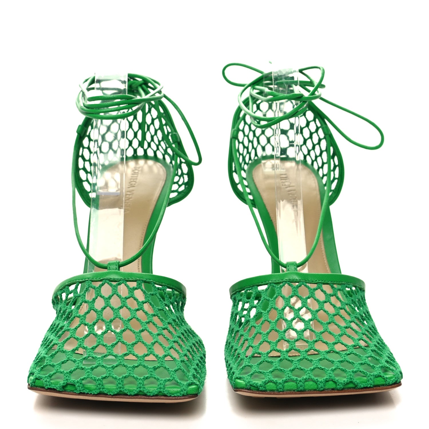 Bottega Veneta Mesh Nappa Stretch Ankle Tie 90mm Sandals 42 Grass 2 of 7