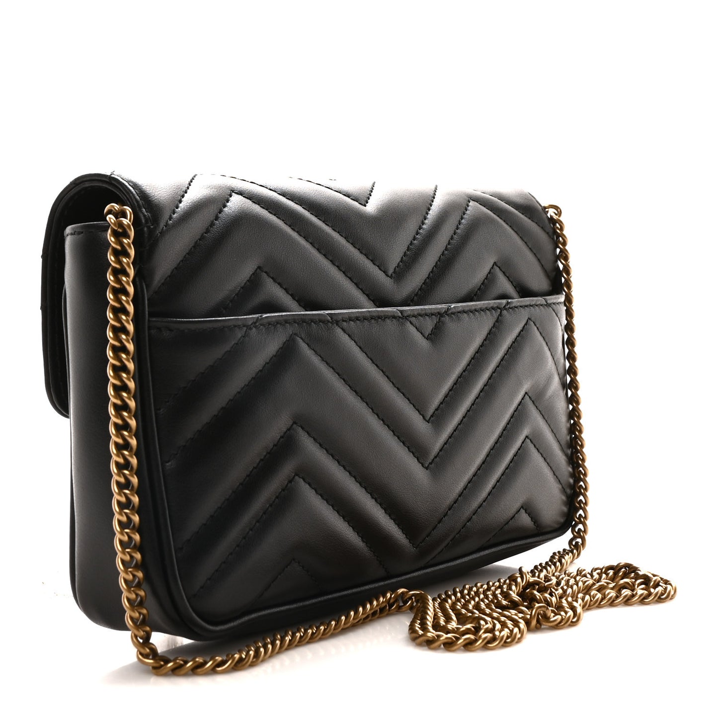 Calfskin Matelasse Mini GG Marmont Shoulder Bag With Case  Black White