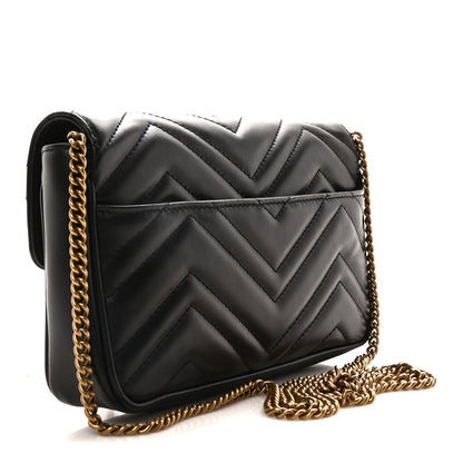 Gucci Calfskin Matelasse Mini GG Marmont Shoulder Bag With Case  Black White 4 of 10