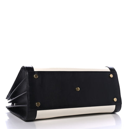 Saint Laurent Calfskin Bi-Color Small Sac De Jour White Black 3 of 4