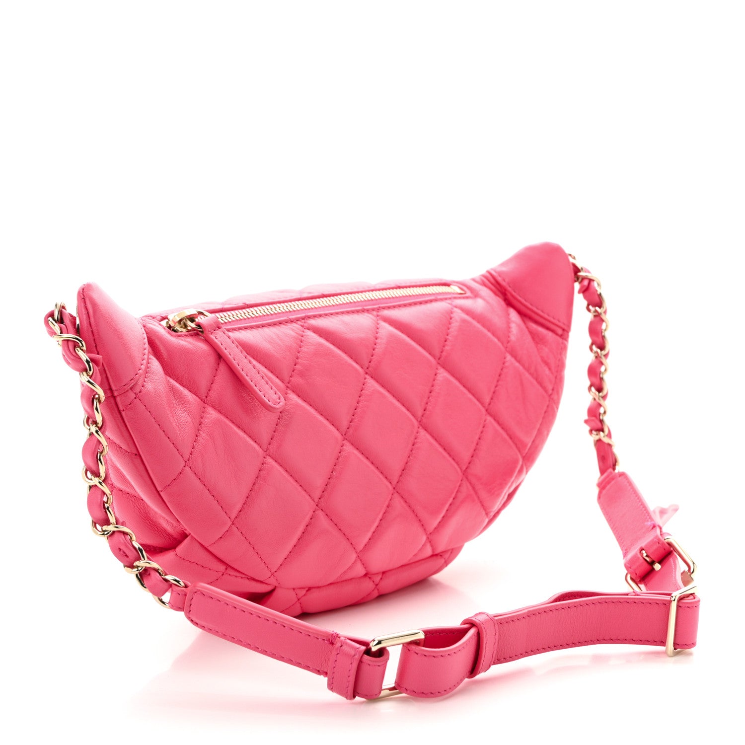 Chanel Lambskin Quilted Waist Bag Fanny Pack Pink 3 of 10