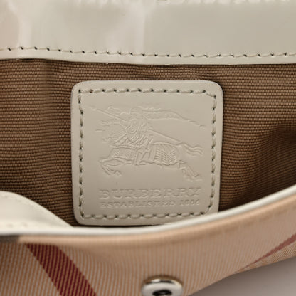 Burberry Nova Check Patent Calfskin Flap Shoulder Bag White 6 of 12