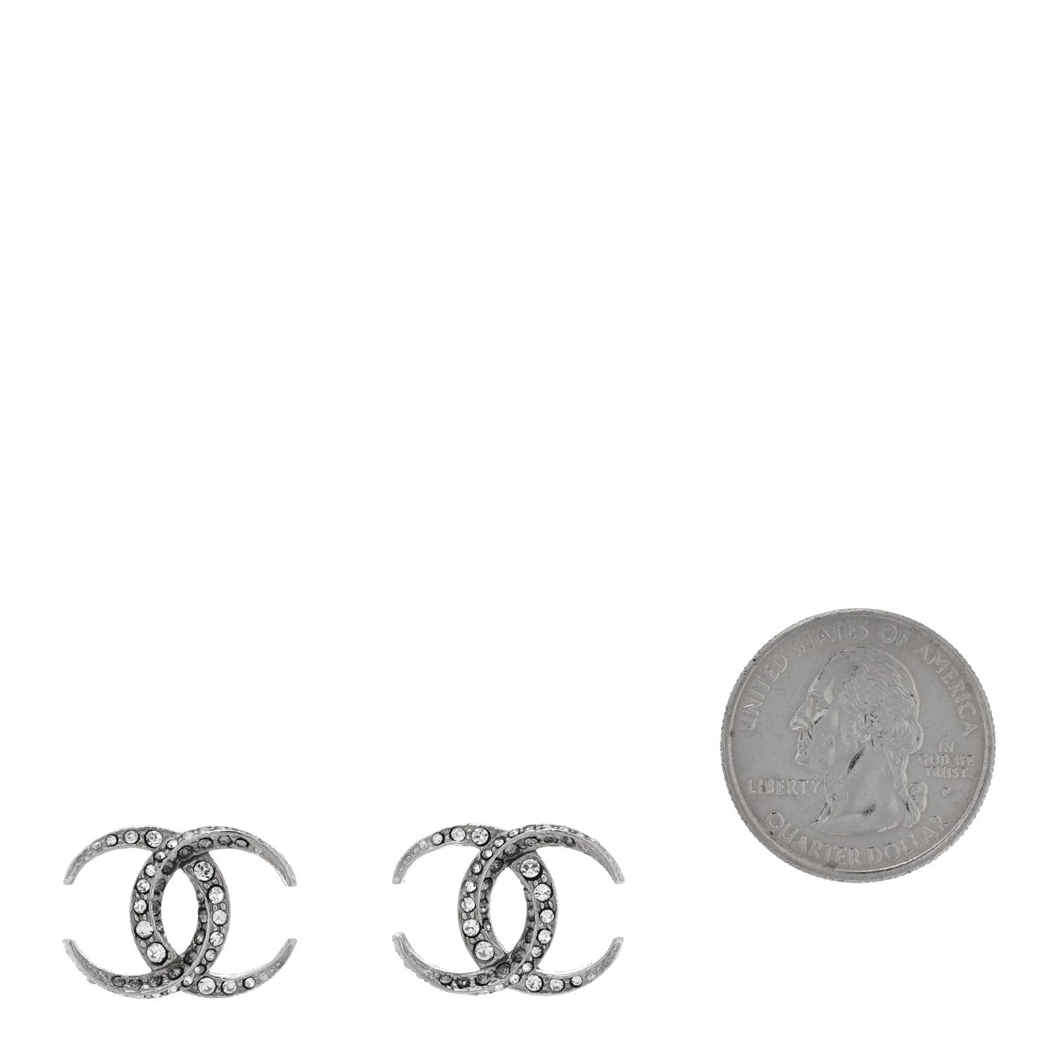 Chanel Crystal CC Earrings Silver 2 of 5